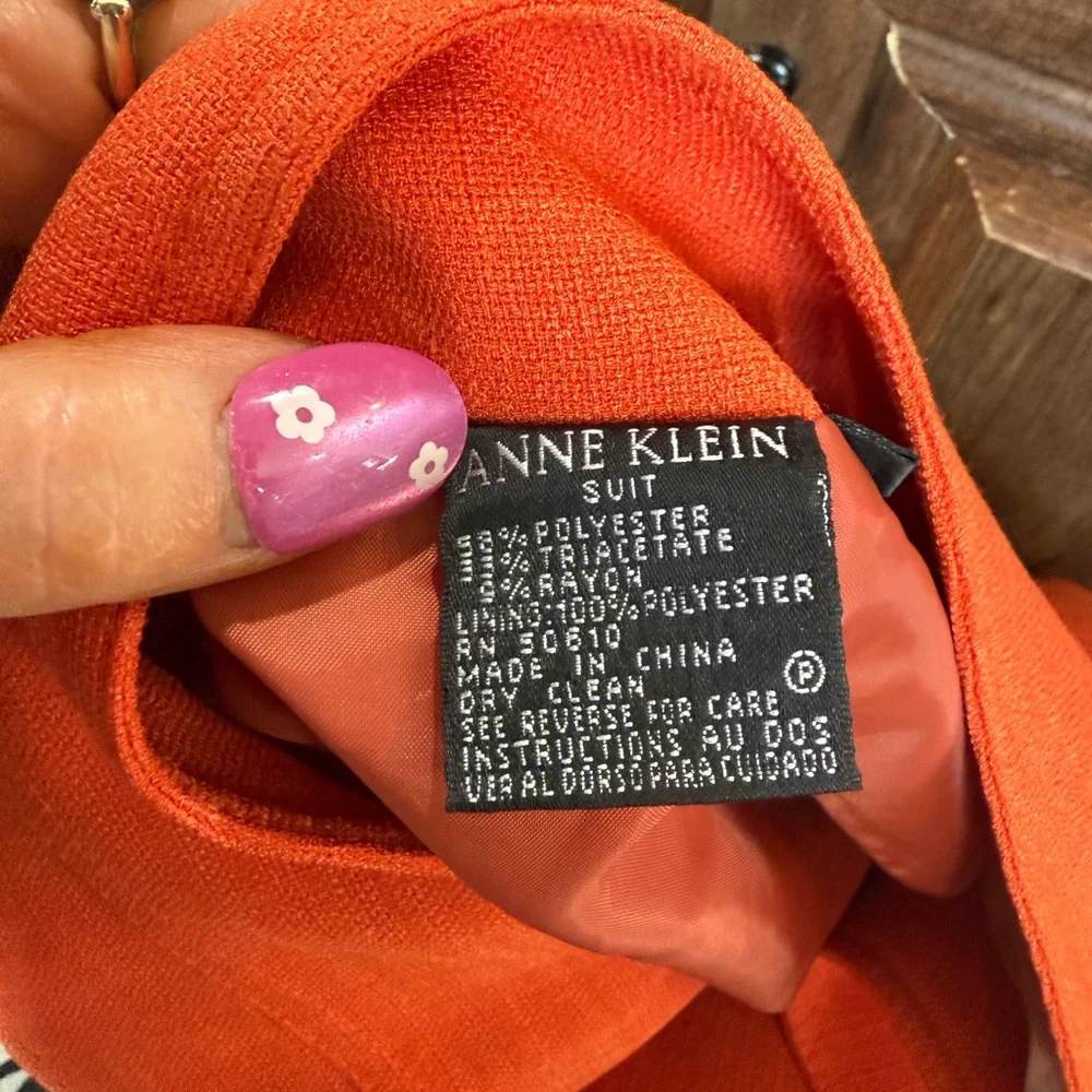 Anne Klein Orange Flared Midi Skirt